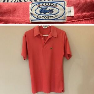 Vtg 80s Lacoste Salmon Polo Shirt